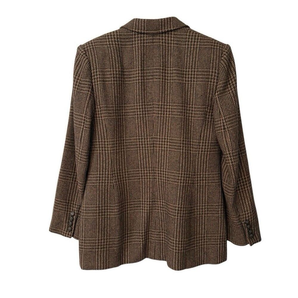 Lauren Ralph Lauren Houndstooth Blazer Jacket Wool Cashmere & Silk Blend Sz 4 - Picture 2 of 13